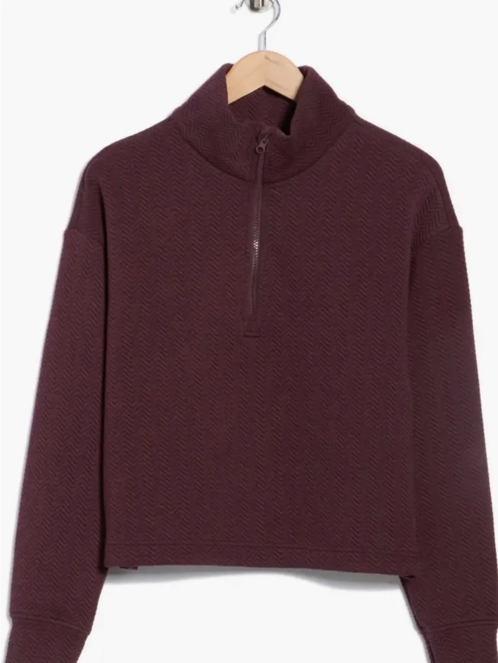 Zella Burgundy Chevron Quarter-Zip Sweatshirt & Matching Leggings (Set) M